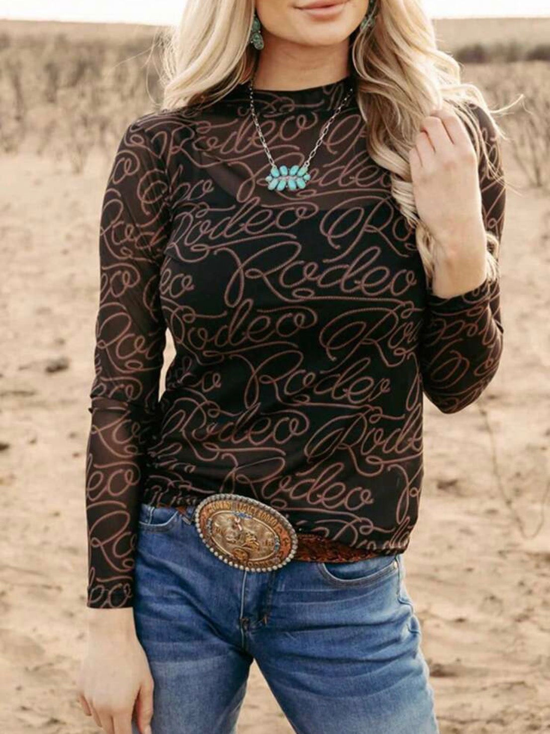 Western Rodeo Printed Long Sleeve