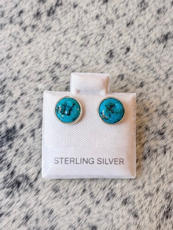 Turquoise Lagoon Stud Earrings Handmade .925