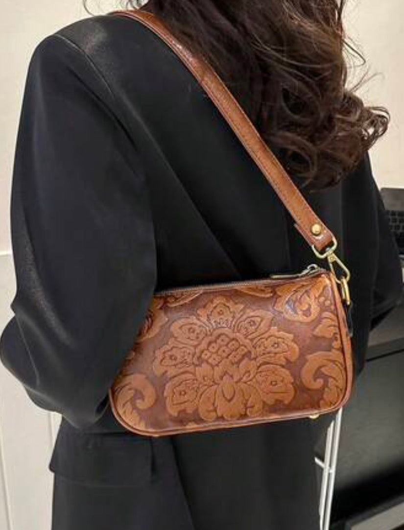 Leather Tooled Shoulder Bag