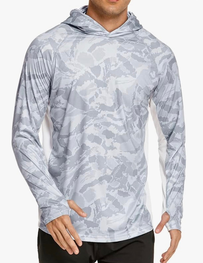 COOrun Men's Hooded Fishing Shirt  with Mask UPF 50
