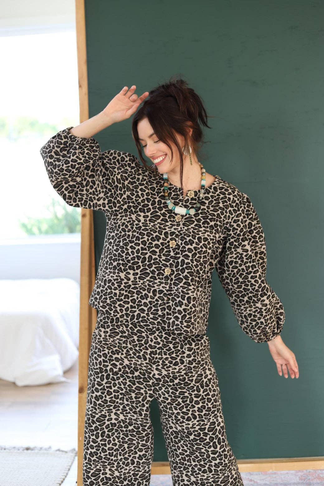 TH55 CHEETAH WEAVE PUFF TOP(7 PEICES)