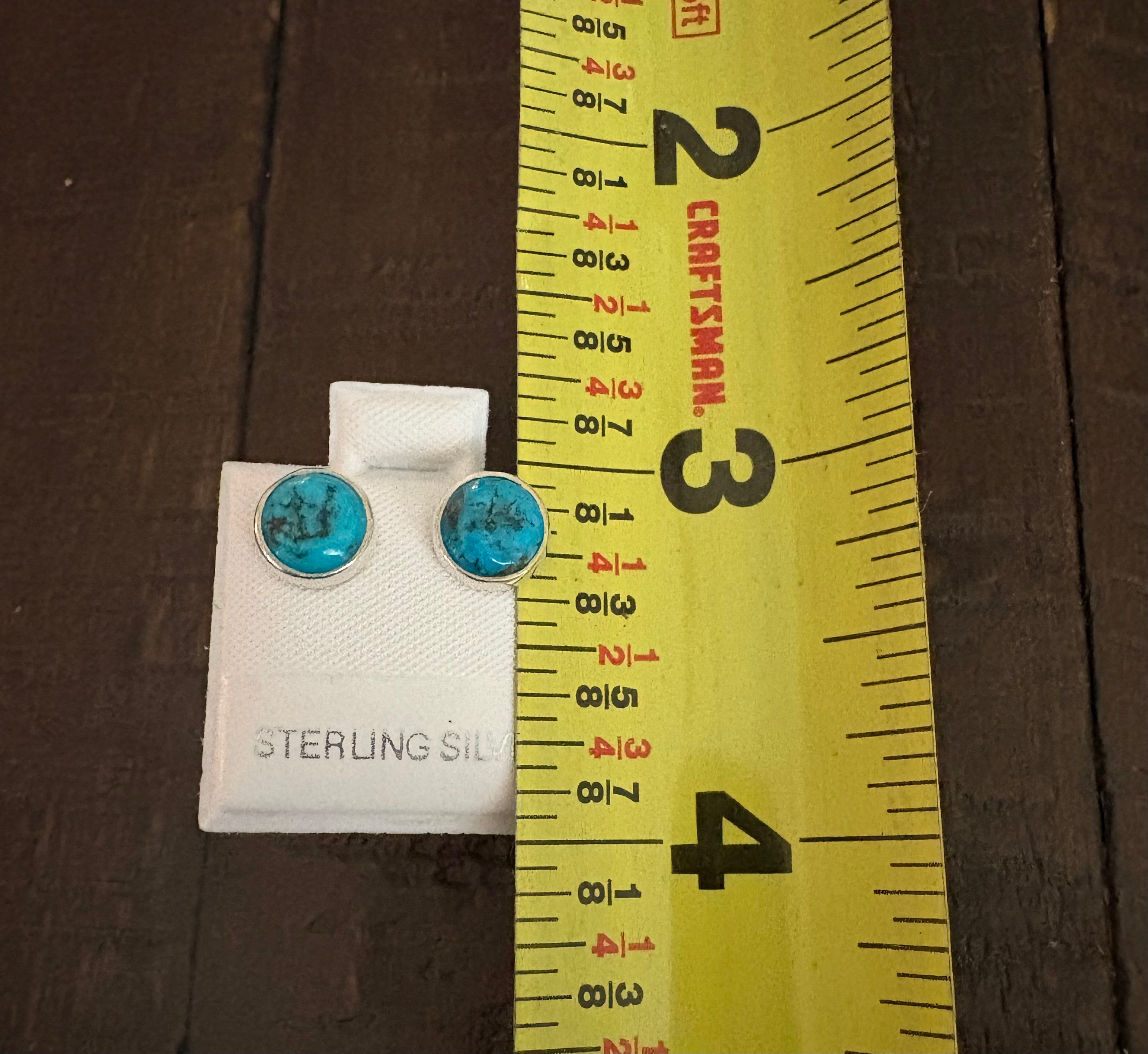 Turquoise Lagoon Stud Earrings Handmade .925