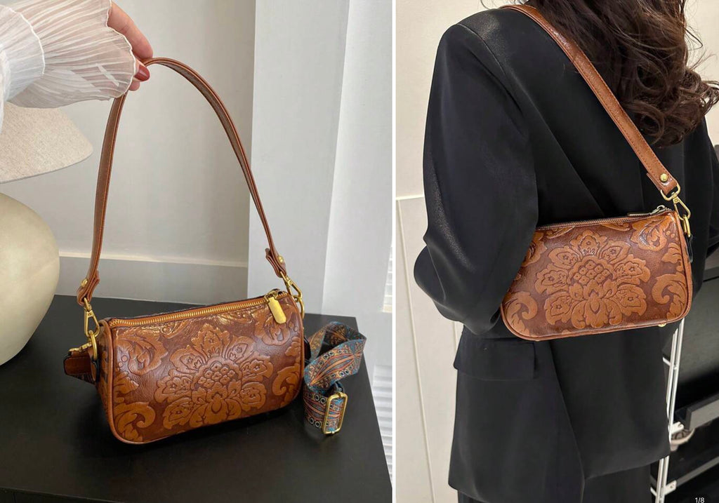Leather Tooled Shoulder Bag