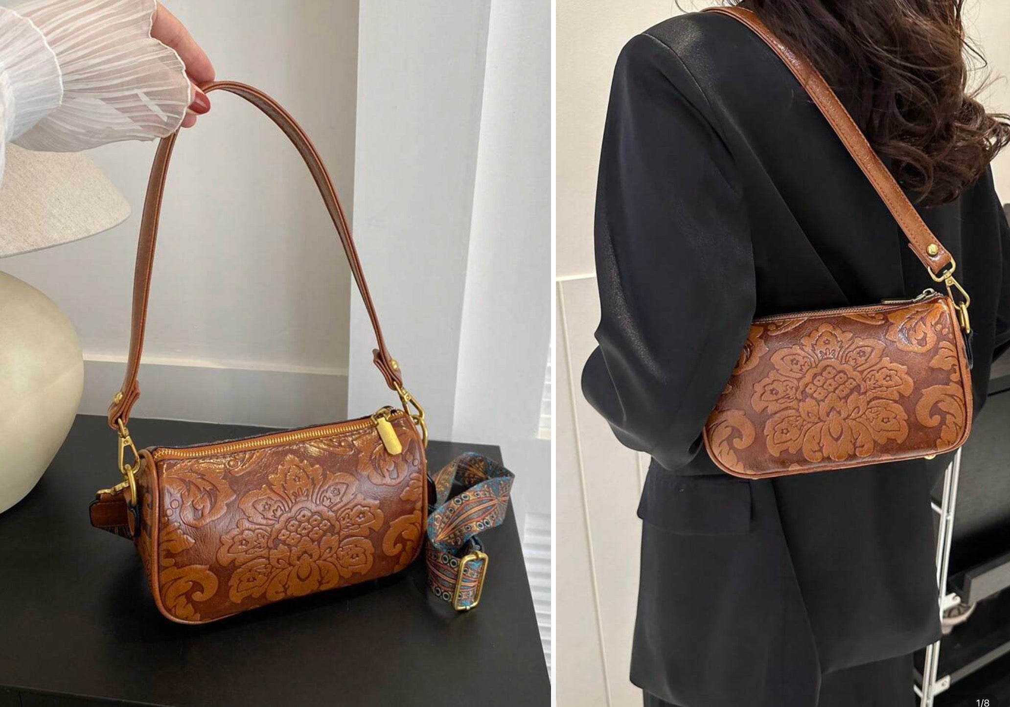 Leather Tooled Shoulder Bag