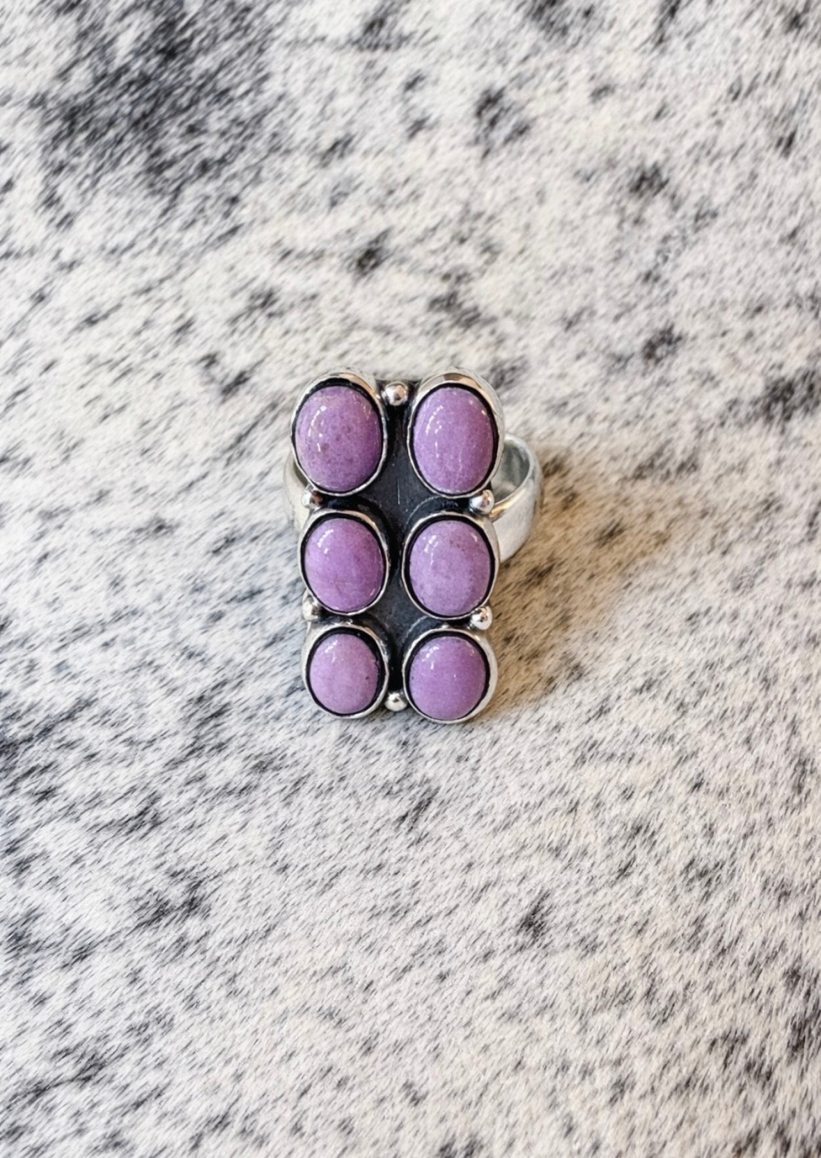 Lucky Purple 6 Stone Ring Handmade .925