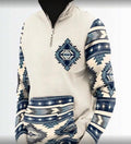 Western Fleece Jacket Cowboy Aztec Print Pullover