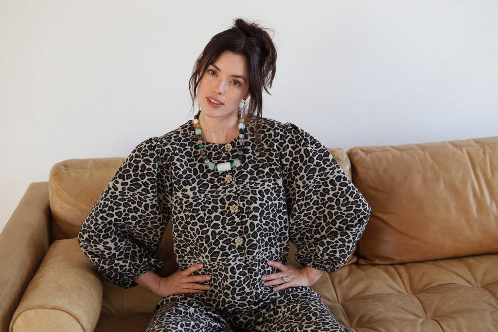 TH55 CHEETAH WEAVE PUFF TOP(7 PEICES)